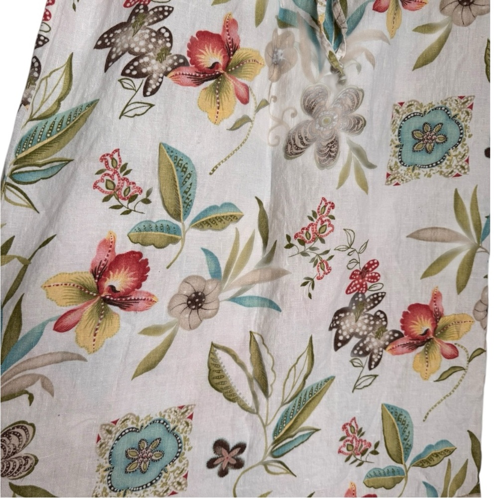 Hot Cotton Vintage Floral Beachy Linen Spring Skirt - Picture 4 of 8